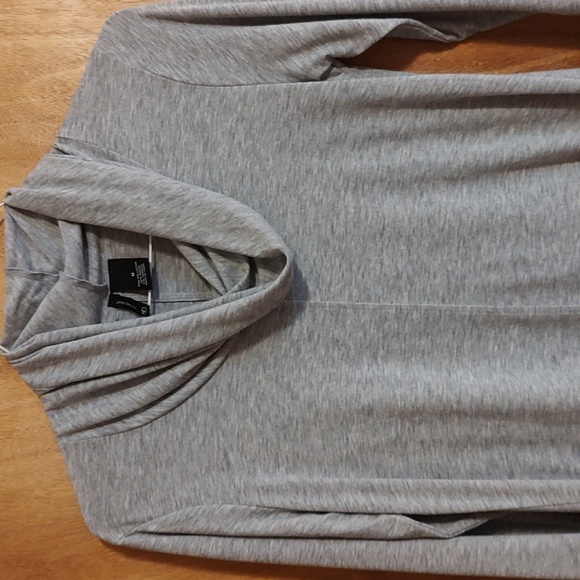 New Directions Cowl Neck Jersey Knit Trapeze Top Gray Long Sleeve Soft Comfy M - Picture 2 of 10